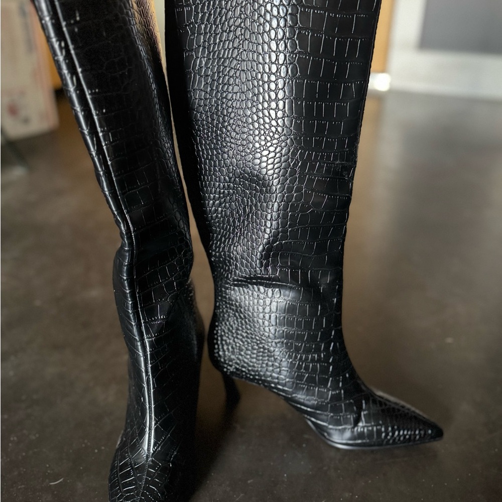 Steve Madden croc embossed boots